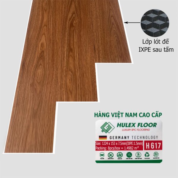 sàn nhựa hèm khóa 6mm hulex h617